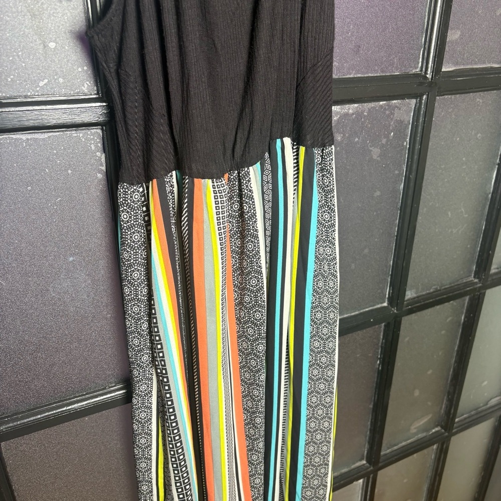 Joe Benbasset Boho Striped Maxi Dress Black Multicolor Size 1X - Picture 2 of 8